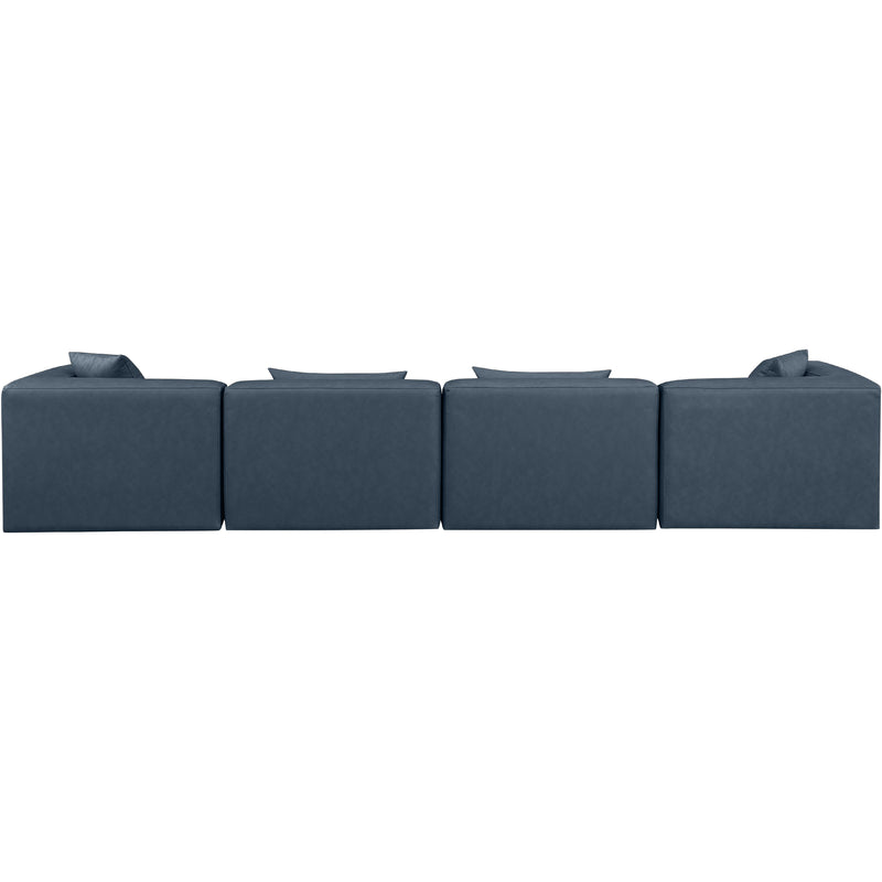 Meridian Cube Navy Blue Vegan Leather Modular Sofa IMAGE 3