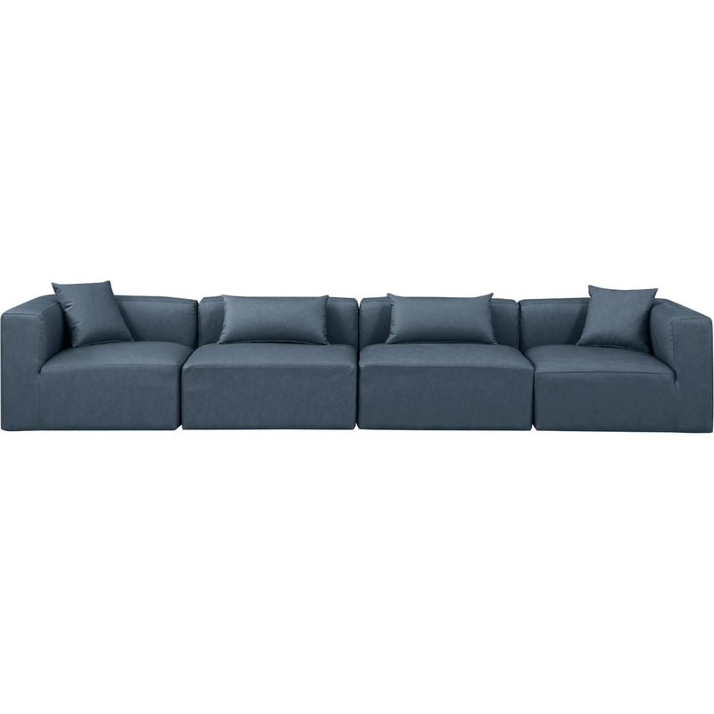 Meridian Cube Navy Blue Vegan Leather Modular Sofa IMAGE 4