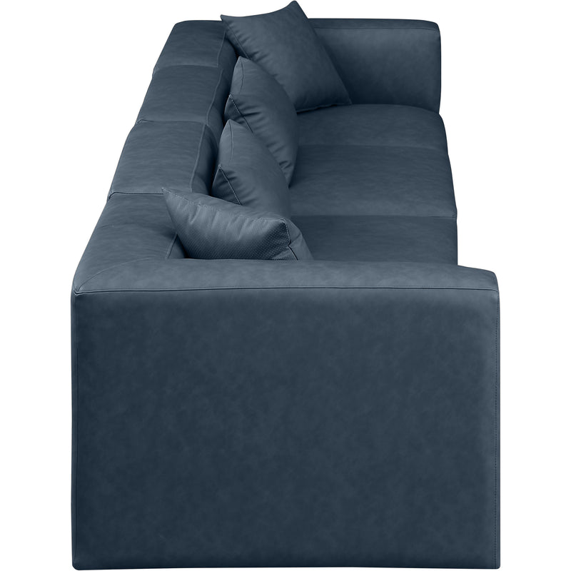 Meridian Cube Navy Blue Vegan Leather Modular Sofa IMAGE 5