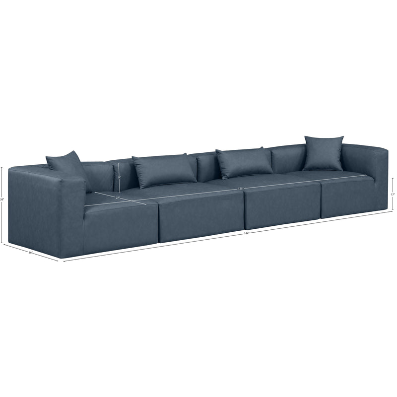 Meridian Cube Navy Blue Vegan Leather Modular Sofa IMAGE 9