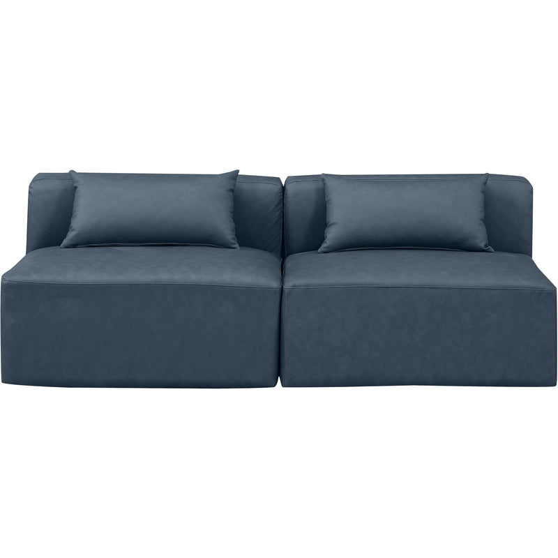 Meridian Cube Navy Blue Vegan Leather Modular Sofa IMAGE 4