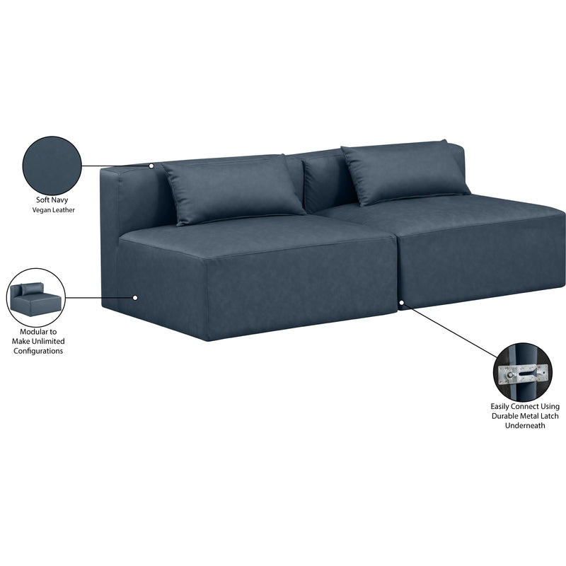 Meridian Cube Navy Blue Vegan Leather Modular Sofa IMAGE 8