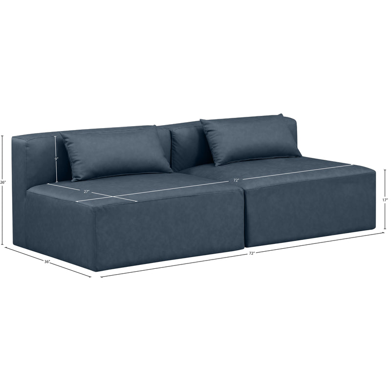 Meridian Cube Navy Blue Vegan Leather Modular Sofa IMAGE 9