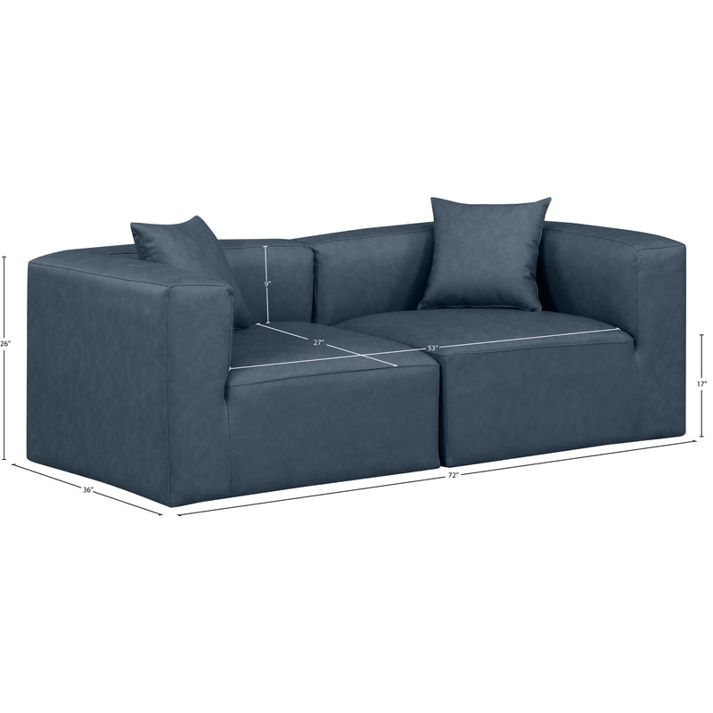 Meridian Cube Navy Blue Vegan Leather Modular Sofa IMAGE 10