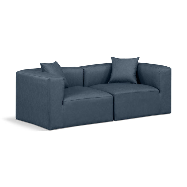 Meridian Cube Navy Blue Vegan Leather Modular Sofa IMAGE 1