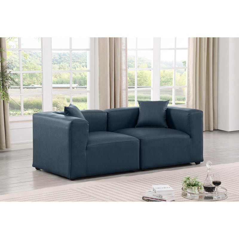 Meridian Cube Navy Blue Vegan Leather Modular Sofa IMAGE 2