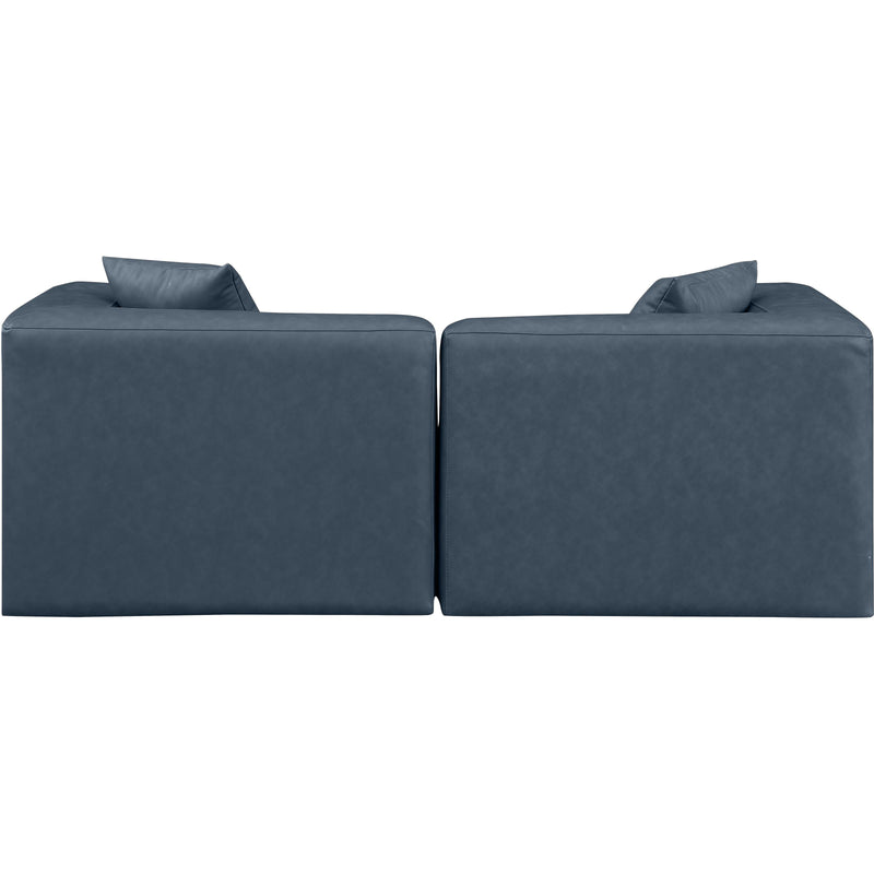 Meridian Cube Navy Blue Vegan Leather Modular Sofa IMAGE 3