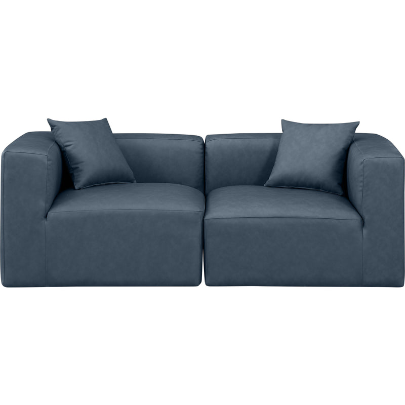 Meridian Cube Navy Blue Vegan Leather Modular Sofa IMAGE 4