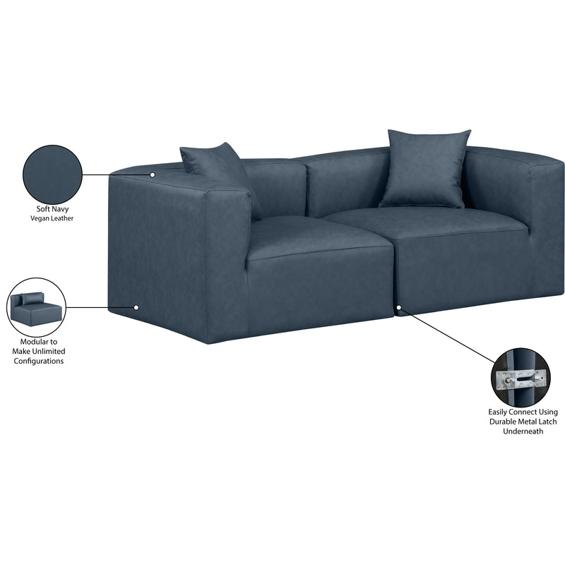 Meridian Cube Navy Blue Vegan Leather Modular Sofa IMAGE 9