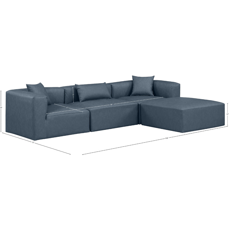 Meridian Cube Navy Blue Vegan Leather Modular Sectional IMAGE 10