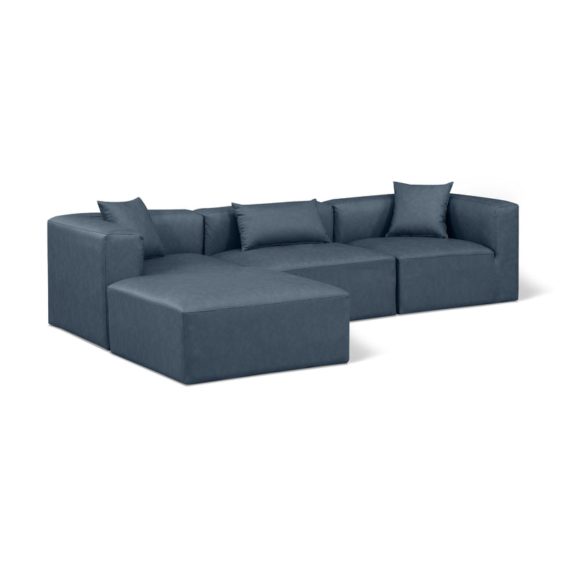 Meridian Cube Navy Blue Vegan Leather Modular Sectional IMAGE 1