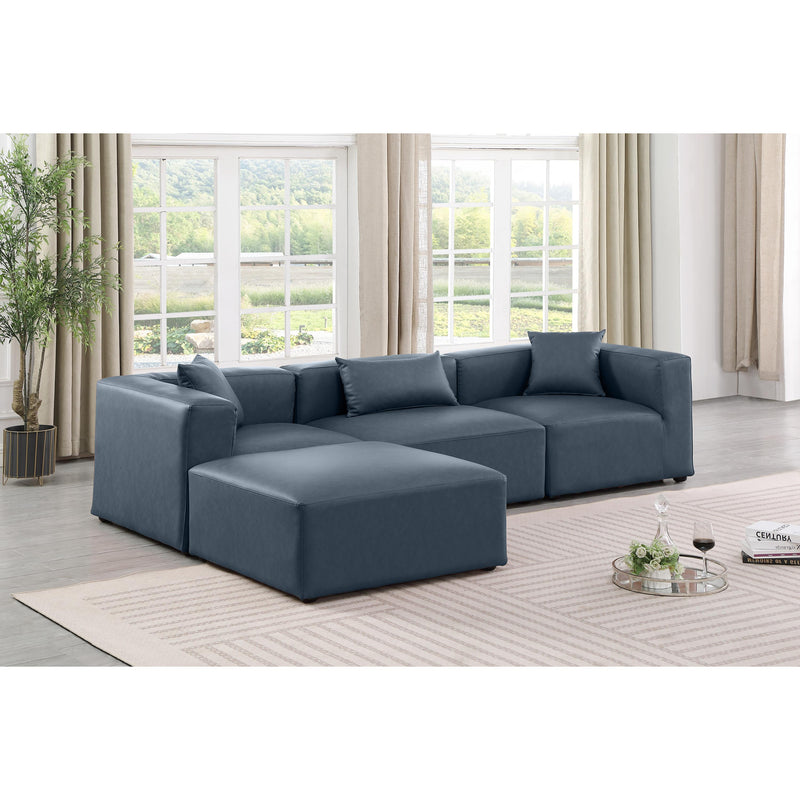 Meridian Cube Navy Blue Vegan Leather Modular Sectional IMAGE 2