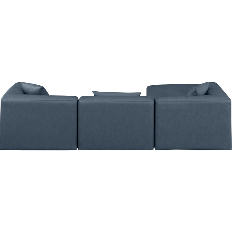 Meridian Cube Navy Blue Vegan Leather Modular Sectional IMAGE 3