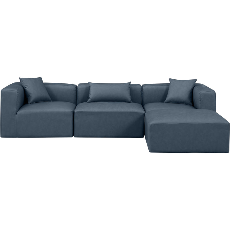 Meridian Cube Navy Blue Vegan Leather Modular Sectional IMAGE 4