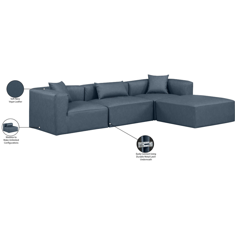 Meridian Cube Navy Blue Vegan Leather Modular Sectional IMAGE 9