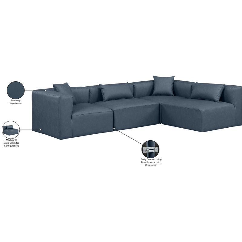 Meridian Cube Navy Blue Vegan Leather Modular Sectional IMAGE 10
