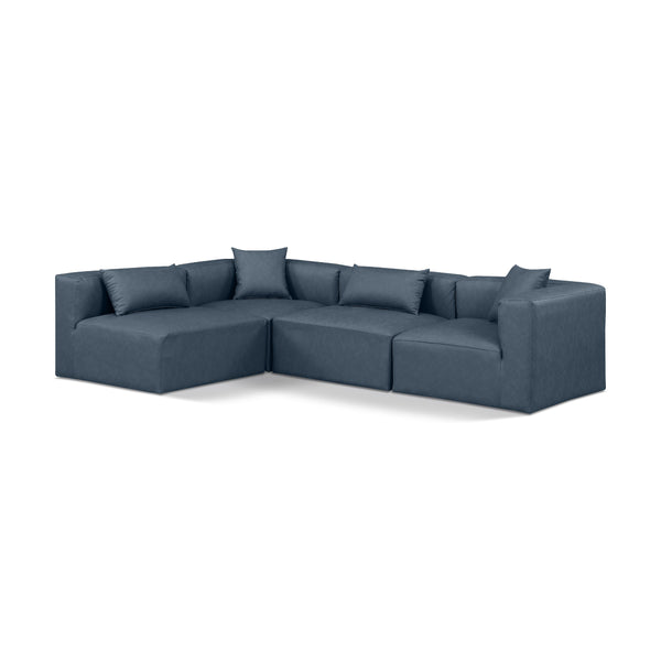 Meridian Cube Navy Blue Vegan Leather Modular Sectional IMAGE 1