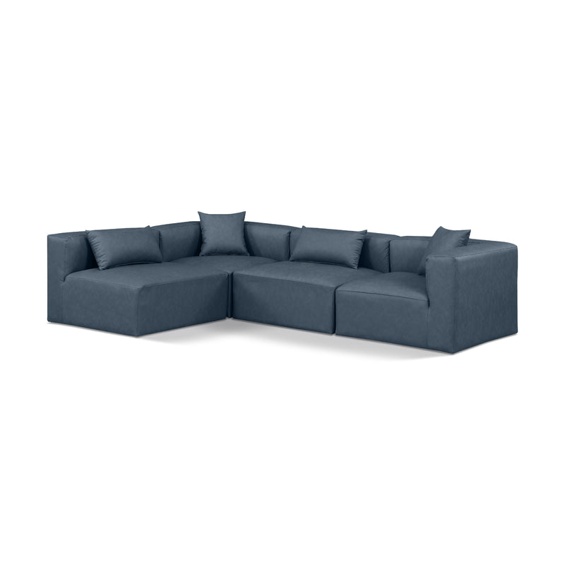 Meridian Cube Navy Blue Vegan Leather Modular Sectional IMAGE 1