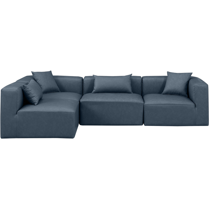 Meridian Cube Navy Blue Vegan Leather Modular Sectional IMAGE 4