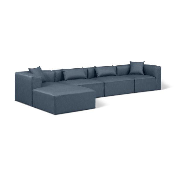 Meridian Cube Navy Blue Vegan Leather Modular Sectional IMAGE 1