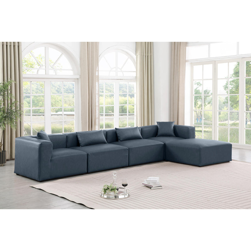 Meridian Cube Navy Blue Vegan Leather Modular Sectional IMAGE 2