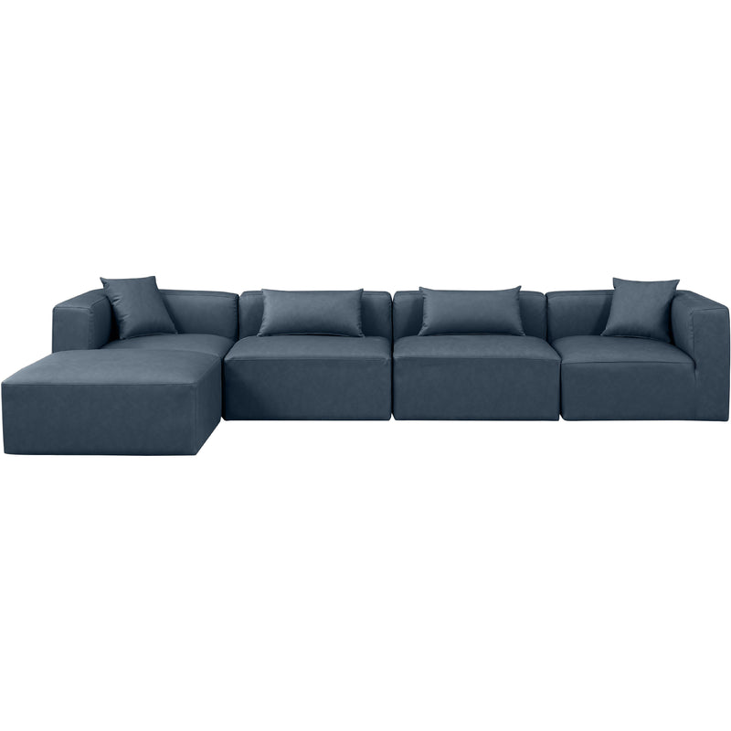 Meridian Cube Navy Blue Vegan Leather Modular Sectional IMAGE 4