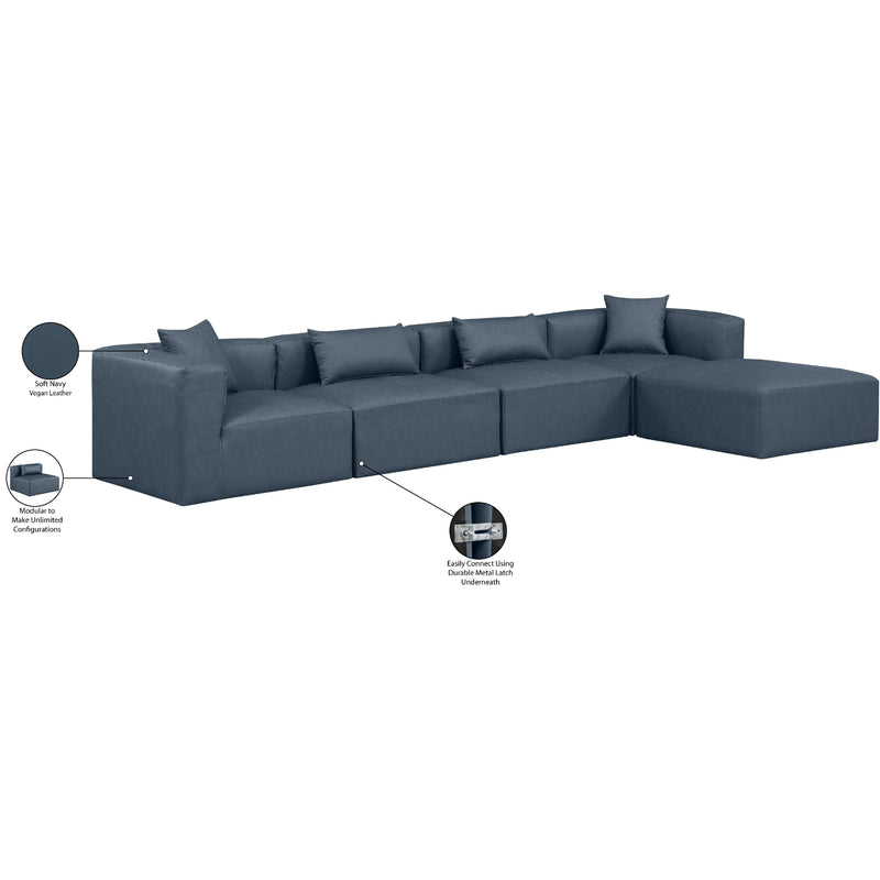 Meridian Cube Navy Blue Vegan Leather Modular Sectional IMAGE 9