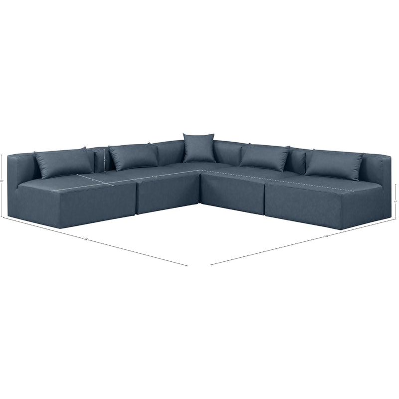 Meridian Cube Navy Blue Vegan Leather Modular Sectional IMAGE 10