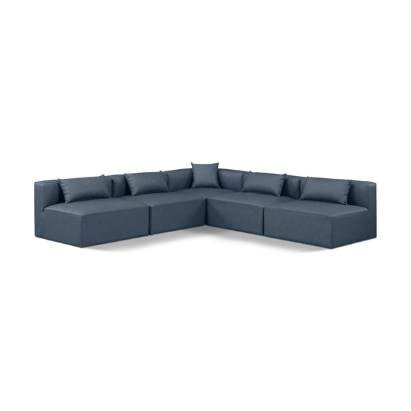 Meridian Cube Navy Blue Vegan Leather Modular Sectional IMAGE 1