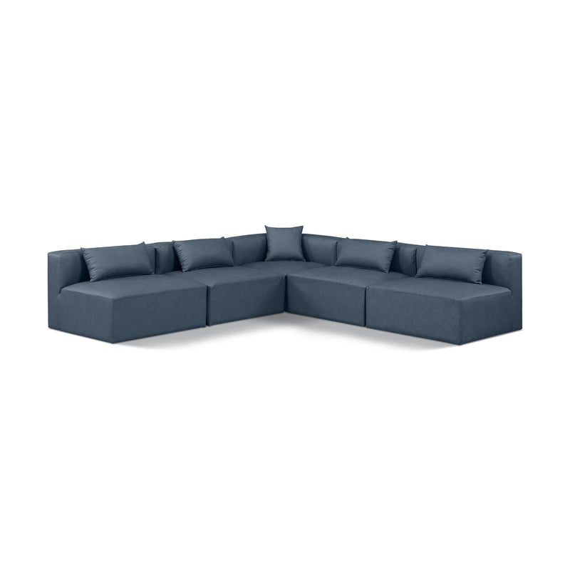 Meridian Cube Navy Blue Vegan Leather Modular Sectional IMAGE 1