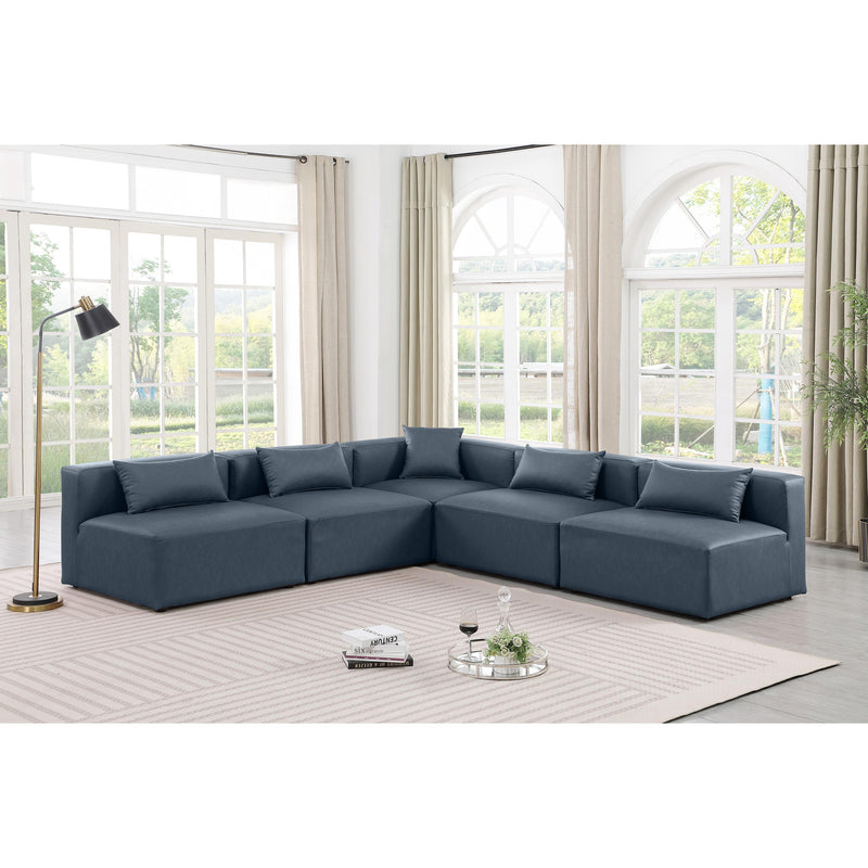 Meridian Cube Navy Blue Vegan Leather Modular Sectional IMAGE 2
