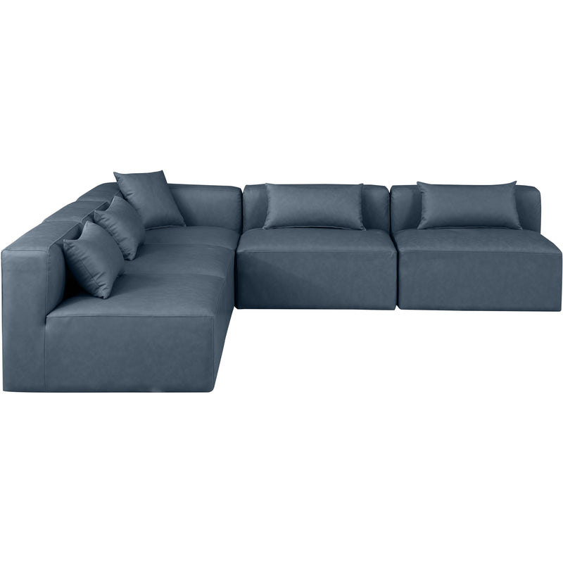 Meridian Cube Navy Blue Vegan Leather Modular Sectional IMAGE 4