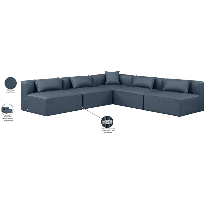 Meridian Cube Navy Blue Vegan Leather Modular Sectional IMAGE 9