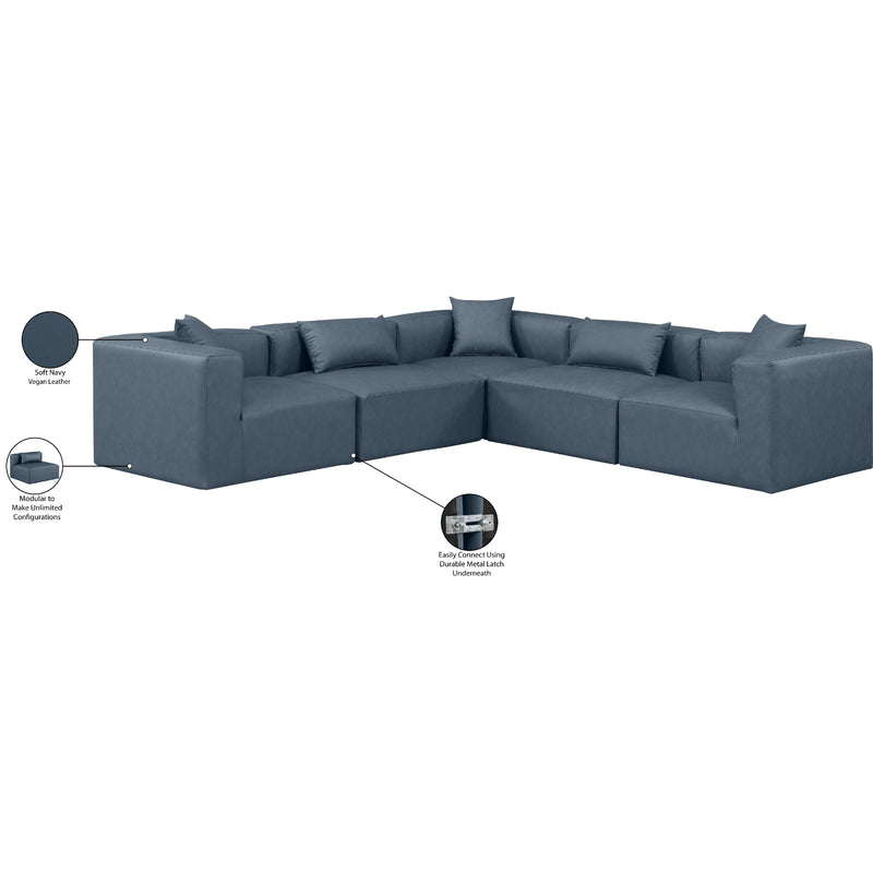 Meridian Cube Navy Blue Vegan Leather Modular Sectional IMAGE 10