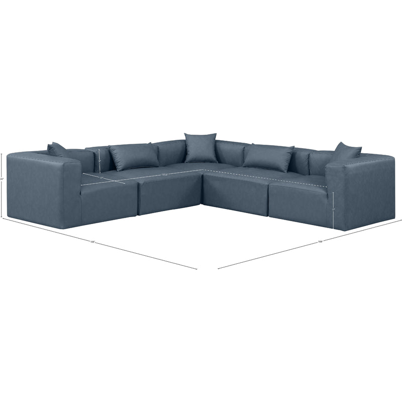 Meridian Cube Navy Blue Vegan Leather Modular Sectional IMAGE 11