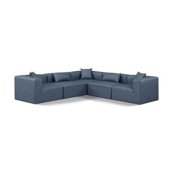Meridian Cube Navy Blue Vegan Leather Modular Sectional IMAGE 1