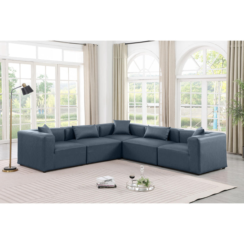 Meridian Cube Navy Blue Vegan Leather Modular Sectional IMAGE 2
