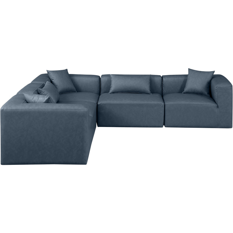 Meridian Cube Navy Blue Vegan Leather Modular Sectional IMAGE 4