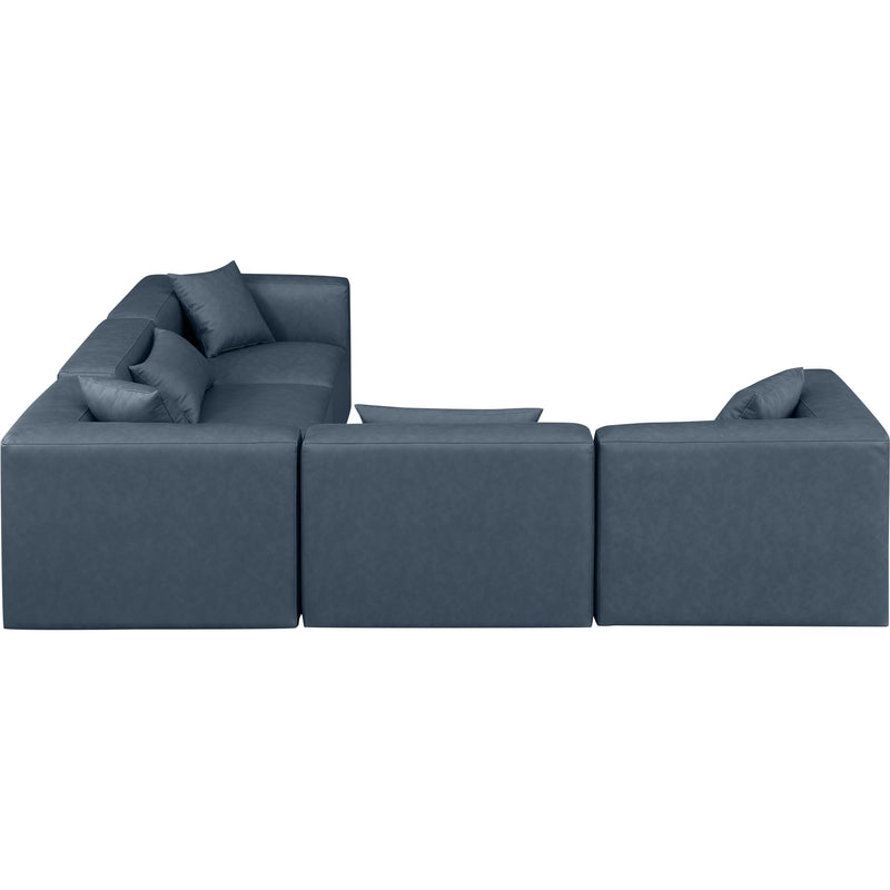 Meridian Cube Navy Blue Vegan Leather Modular Sectional IMAGE 5