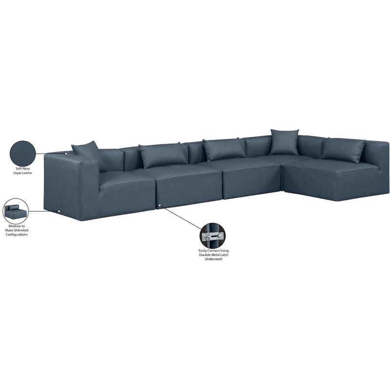 Meridian Cube Navy Blue Vegan Leather Modular Sectional IMAGE 10