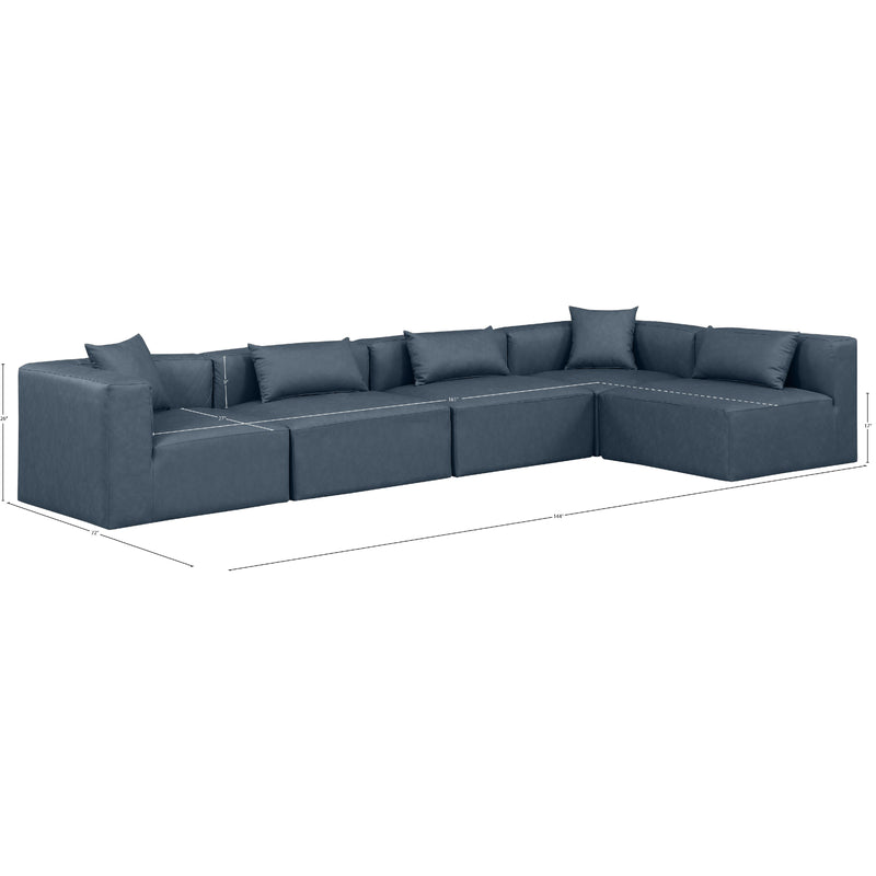 Meridian Cube Navy Blue Vegan Leather Modular Sectional IMAGE 11