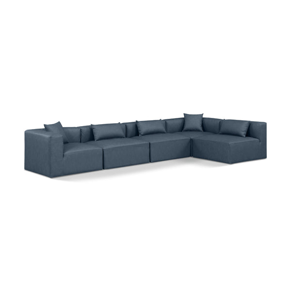 Meridian Cube Navy Blue Vegan Leather Modular Sectional IMAGE 1
