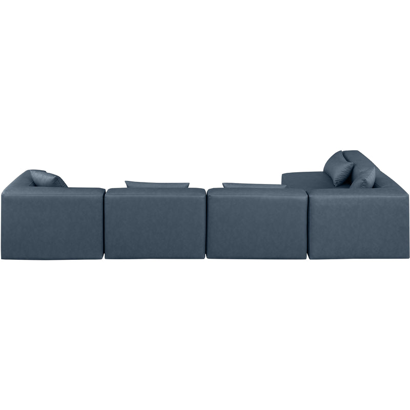 Meridian Cube Navy Blue Vegan Leather Modular Sectional IMAGE 3