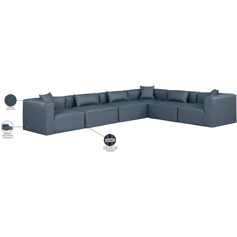 Meridian Cube Navy Blue Vegan Leather Modular Sectional IMAGE 10