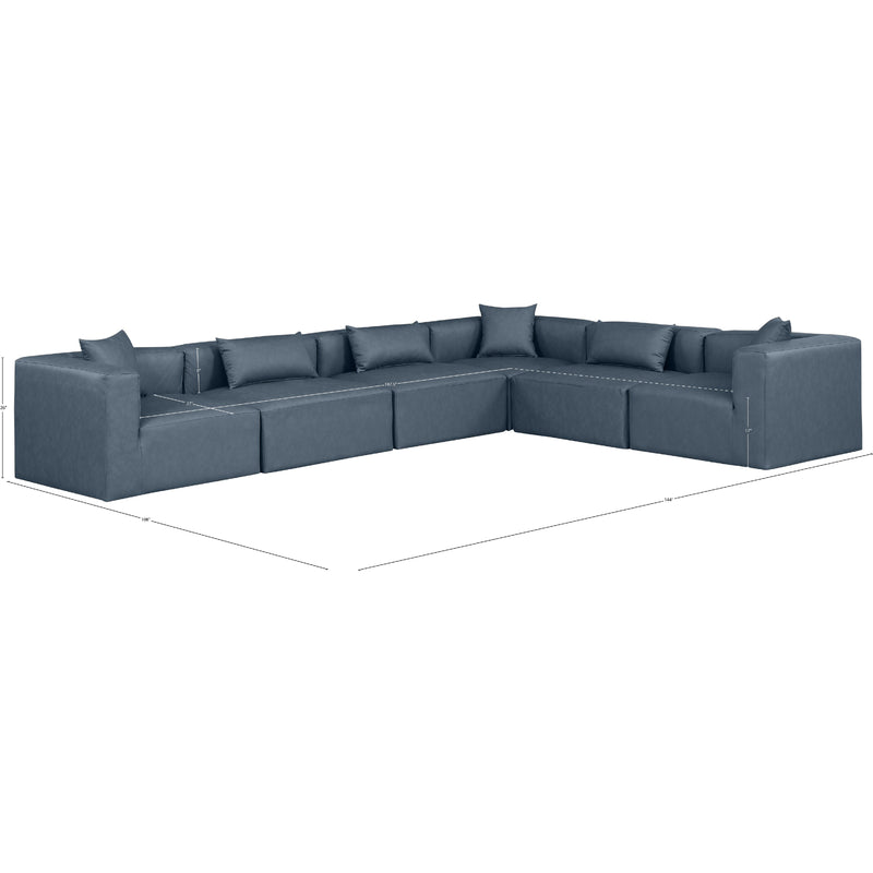 Meridian Cube Navy Blue Vegan Leather Modular Sectional IMAGE 11