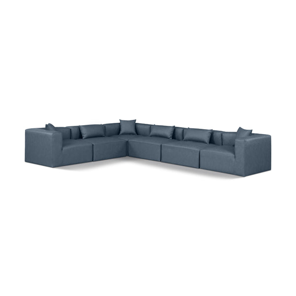 Meridian Cube Navy Blue Vegan Leather Modular Sectional IMAGE 1