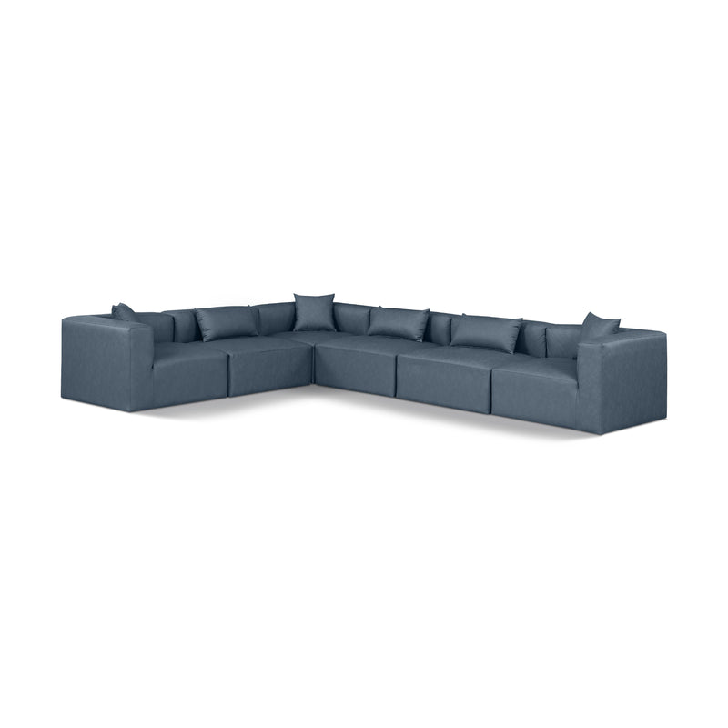 Meridian Cube Navy Blue Vegan Leather Modular Sectional IMAGE 1