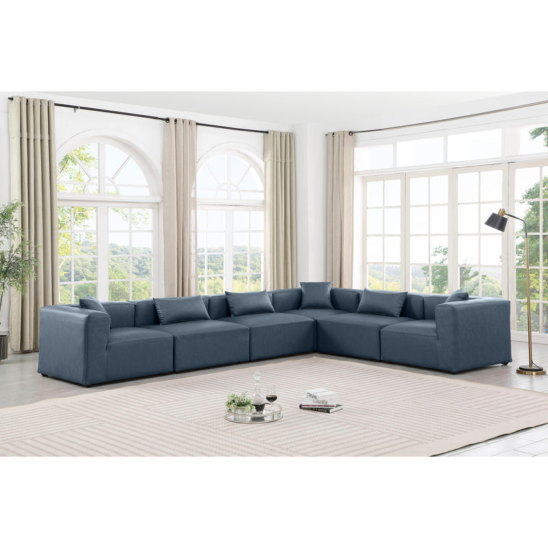 Meridian Cube Navy Blue Vegan Leather Modular Sectional IMAGE 2