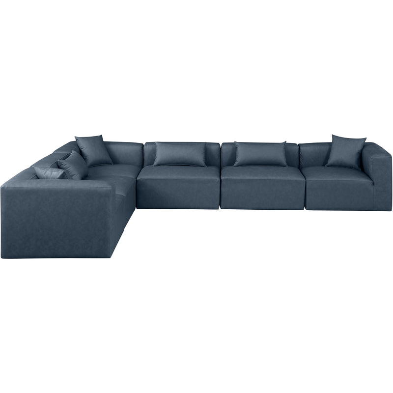 Meridian Cube Navy Blue Vegan Leather Modular Sectional IMAGE 3