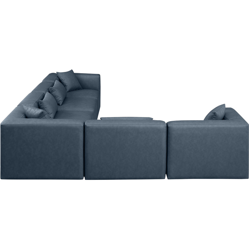 Meridian Cube Navy Blue Vegan Leather Modular Sectional IMAGE 4